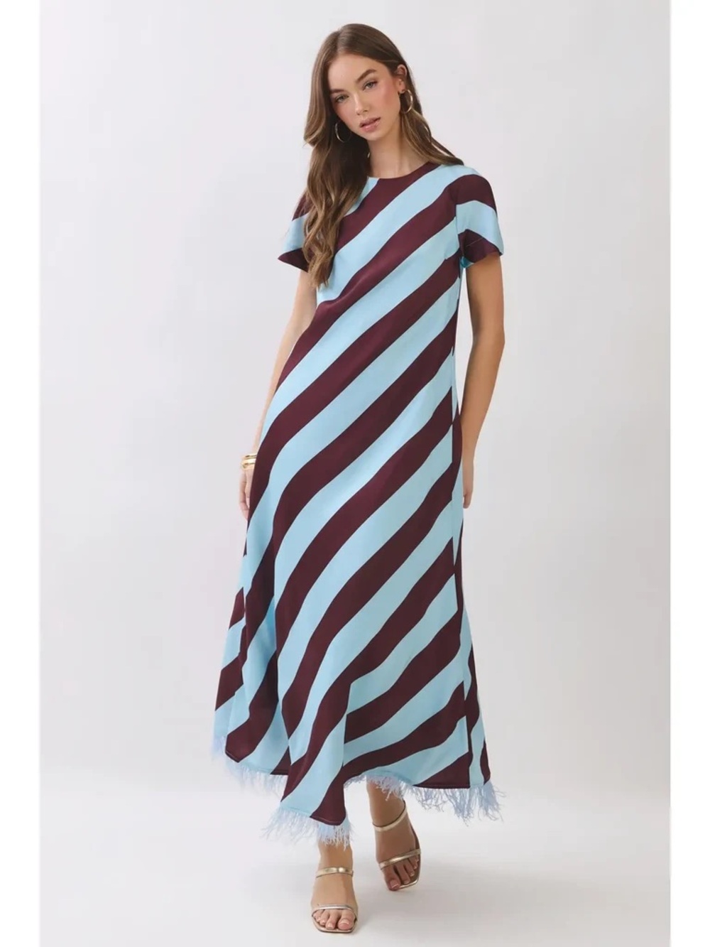 TCEC Feather Hem Maxi Dress